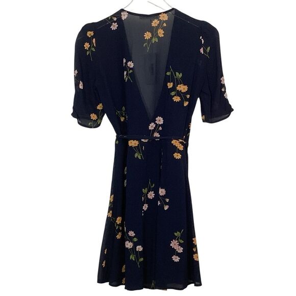 Reformation Size XS NWT Lucky Wrap Dress Princess Margaret Navy Floral Printed - Picture 6 of 9